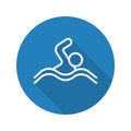 Swimmer flat linear long shadow icon Royalty Free Stock Photo