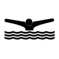 Swimmer icon black on a white background. Royalty Free Stock Photo