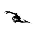 Swimmer logo, isolated vector silhouette, crawl