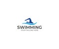 Swimmer logo template. Swimming vector design