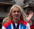 Swimmer Rebecca Adlington OBE at the Olympians parade held in London after the 2012 Olympics in London