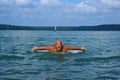 Swimmer, Senior man swimming butterfly strokes. Caucasian male aged 60 years Royalty Free Stock Photo