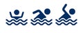 Swimmer sign icons. Lifeguard Safety. Swimming on water with waves symbol. Template Design Royalty Free Stock Photo