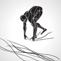 Swimmer At Starting Block Silhouette