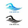 Swimmer swimming logo blue black