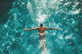 Swimmer in Swimming Pool, Professional Determined Athlete Swimming, Butterfly Technique Training