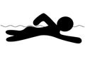 The swimmer swims crawl. Silhouette. A man goes in for sports on the water Royalty Free Stock Photo