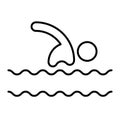 Swimmer thin line icon. Swimming sign vector illustration isolated on white. Sport outline style design, designed for Royalty Free Stock Photo