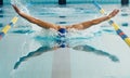 Swimmer using breaststroke technique