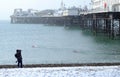 Swimmers in Brighton Beach snow