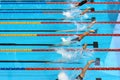 Swimmers dive in start Royalty Free Stock Photo