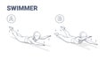 Swimmers Exercise Girl Fitness Home Workout Guidance Illustration. Lying Back Woman Exercise.