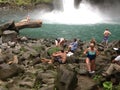 Swimmers, La Fortuna Waterfall, Costa Rica Royalty Free Stock Photo