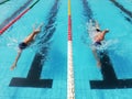 swimmers in lane pool, men in water Royalty Free Stock Photo