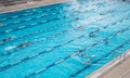 Swimmers at the outdoor pool training