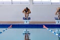 Swimmers plunging in the pool Royalty Free Stock Photo