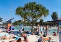 Swimmers and sunbathers at Streets Beach in the Parklands of the South Bank in Brisbane Queensland Australia 9 26 2014