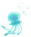 Swimmimg jellyfish. Cartoon glowing transparent underwater animal