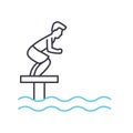 swimming activity line icon, outline symbol, vector illustration, concept sign Royalty Free Stock Photo