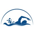 Swimming athlete logo icon on white background Royalty Free Stock Photo