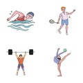 Swimming, badminton, weightlifting, artistic gymnastics. Olympic sport set collection icons in cartoon style vector