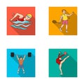 Swimming, badminton, weightlifting, artistic gymnastics. Olympic sport set collection icons in flat style vector symbol