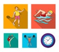 Swimming, badminton, weightlifting, artistic gymnastics. Olympic sport set collection icons in flat style vector symbol