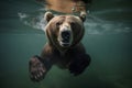 Swimming bear underwater. Generate ai