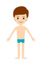 Swimming boy freestyle summer fun swim pool leisure activity character vector illustration.