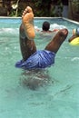 Swimming boy in pool revalidation center Royalty Free Stock Photo