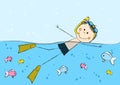 Swimming boy on sea background Royalty Free Stock Photo