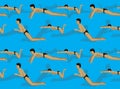 Swimming Breaststroke Vector Illustration Seamless Background Wallpaper Pattern-01 Royalty Free Stock Photo