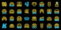 Swimming cap icons set vector neon Royalty Free Stock Photo