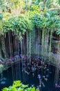 Swimming at Cenote Ik Kil in Yucatan, Mexico Royalty Free Stock Photo