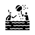 swimming child glyph icon vector illustration