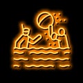 swimming child neon glow icon illustration