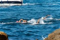 Swimming competition - Mediterranean sea - Tellaro La Spezia Liguria Italy Royalty Free Stock Photo