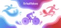 Swimming, cycling and running triathlon banner web