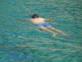 Swimming diving in milos island in greece, kleftiko bay rock caves, sea swimming sailing in summer holidays Royalty Free Stock Photo