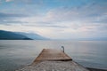 Swimming dock pier on lake Ohrid Royalty Free Stock Photo