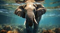 Swimming Elephant Underwater. Generative Ai Royalty Free Stock Photo