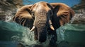 Swimming Elephant Underwater. Generative Ai Royalty Free Stock Photo
