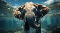 Swimming Elephant Underwater. Generative Ai Royalty Free Stock Photo