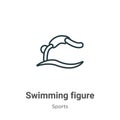 Swimming figure outline vector icon. Thin line black swimming figure icon, flat vector simple element illustration from editable Royalty Free Stock Photo