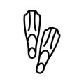 Swimming fins. Flippers icon. Diving gear. Pictogram isolated on a white background