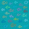 Swimming fish seamless pattern