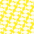 Swimming fish yellow background seamless pattern Royalty Free Stock Photo