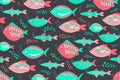 Swimming fishes cute pattern