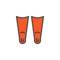 Swimming flippers filled outline icon