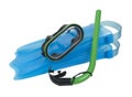 Swimming Goggles with Snorkel and Fins Royalty Free Stock Photo